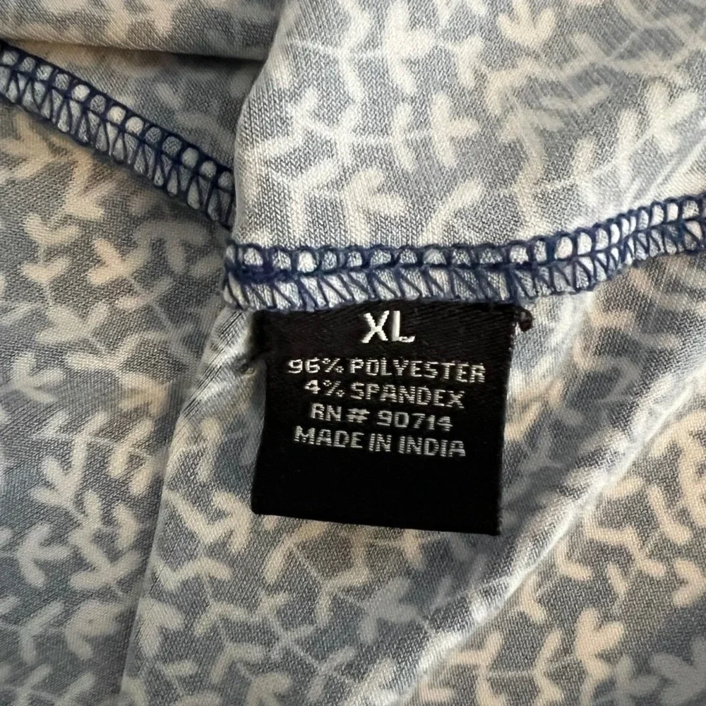 MSK Swing‎ Dress Navy White Print 3 Ring Detail Long Sleeve XL